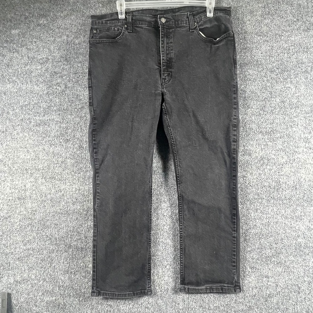 Levis 514 Jeans Mens 42x30 Black Straight Leg Denim Casual Comfort Workwear Mid